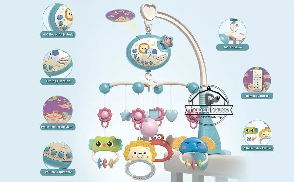 Baby Crib Mobile with Lights Music  Projection for Infants 0-6 Months Remote Control Crib Toys for Newborn Baby Mobile for Crib