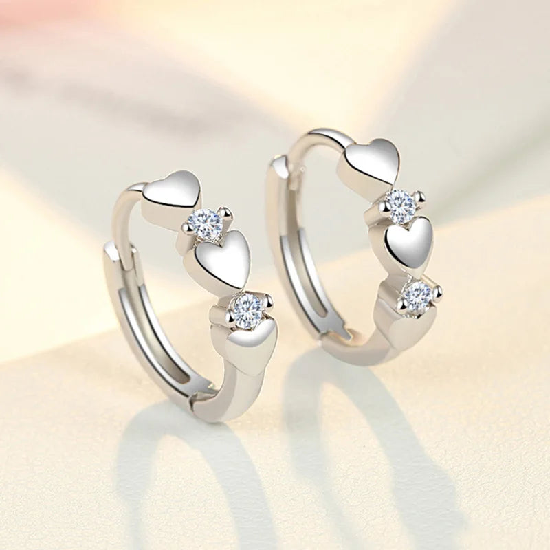 New 925 Sterling Silver Heart Hoop Earrings Stud Earrings Silver Women Star Butterfly Earrings for Women Jewelry Gift E523