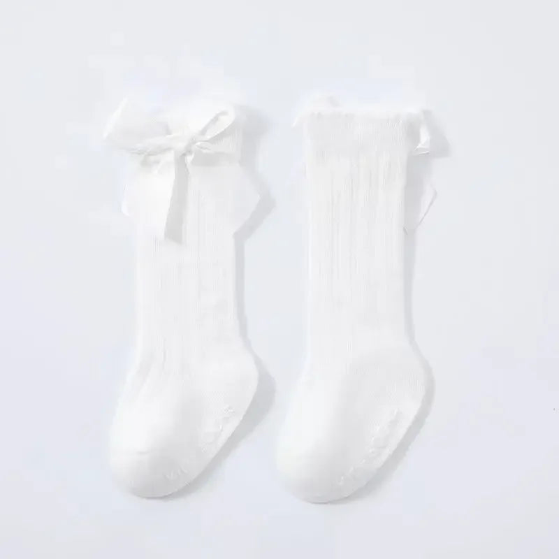 Summer Ultra-thin Mesh Socks Baby Girl Mosquito Resistant Knee Sock Cute Newborn Pink Bow Hollow Cotton Baby Clothes New Born