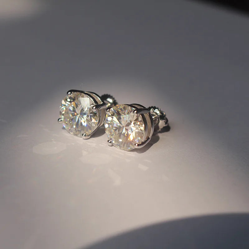 Premium 0.5-2ct Moissanite Diamond Stud Earrings for Women Orginal 925 Sterling Silver Screw Back Women Moissanite Earring 2025