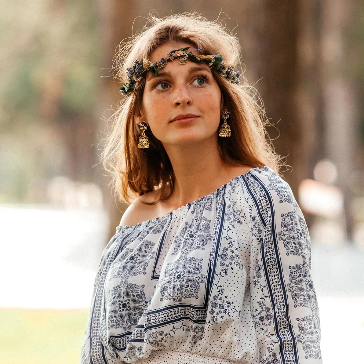 Indian Ethnic Style Boho Vintage Antique Alloy Carved Bell Tassels Drop Earrings Jhumki Jewelry For Women Party Accessories