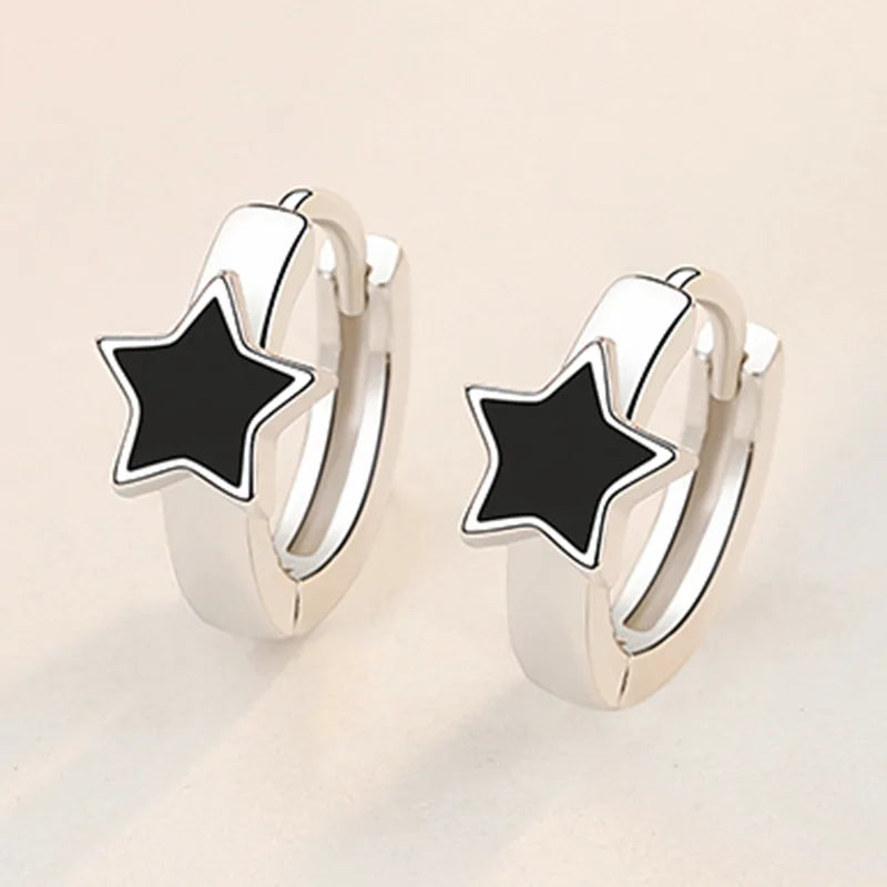 New 925 Sterling Silver Heart Hoop Earrings Stud Earrings Silver Women Star Butterfly Earrings for Women Jewelry Gift E523