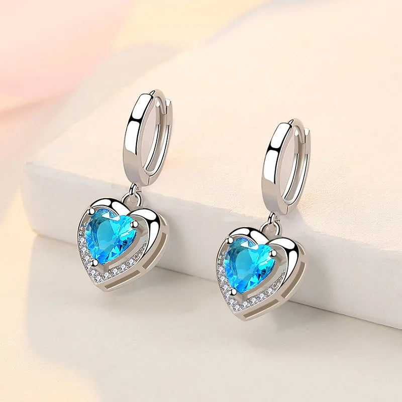 New 925 Sterling Silver Heart Hoop Earrings Stud Earrings Silver Women Star Butterfly Earrings for Women Jewelry Gift E523