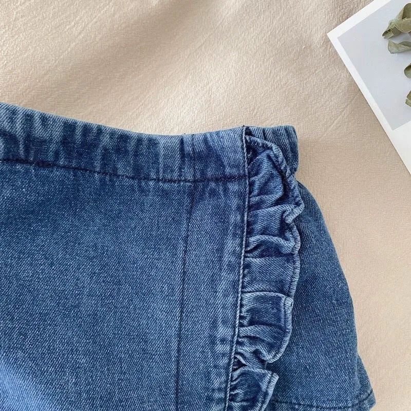 MILANCEL New Summer Kids Clothes Set Girls Cute Hollow Vest Top + Denim Shorts Children Thin Style Outwear 2PCS