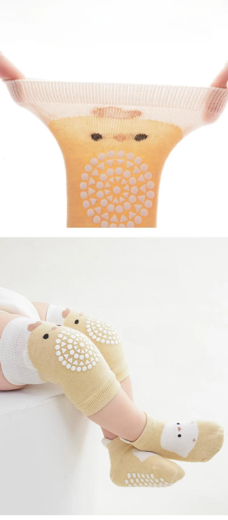 Baby Knee Pad And Floor Socks Set Non-slip Crawling Cushion Infants Toddlers Socks Protector Safety Kneepad 2-piece Set Girl Boy