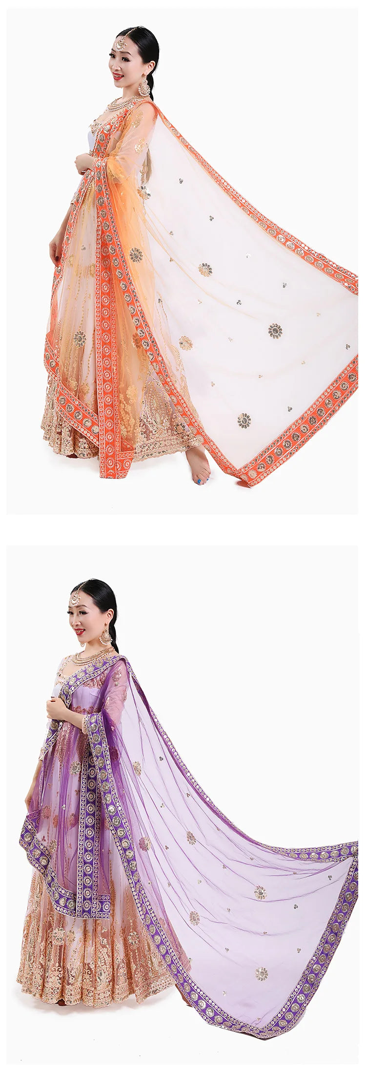 Indian Sari Scarf Mesh Embroidery Ethnic India Pakistan Clothing Silk Headscarf Muslim Shawl Hijab Scarves Women (Only Dupattas)