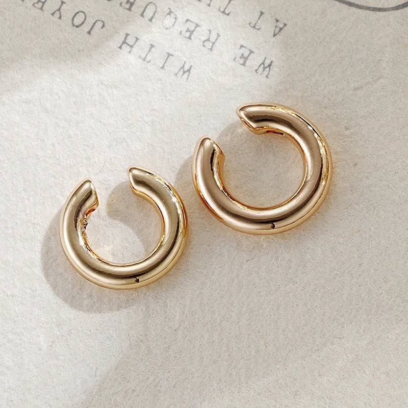 Minimalist Metal Simple C Shape Clip On Earrings for Women Men Without Piercing Geometric Ear Cuff Earclips Jewelry Gifts 2024