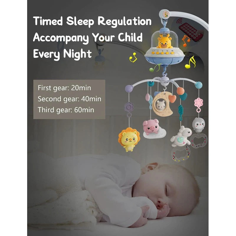 Baby Crib Mobile with Lights Music  Projection for Infants 0-6 Months Remote Control Crib Toys for Newborn Baby Mobile for Crib