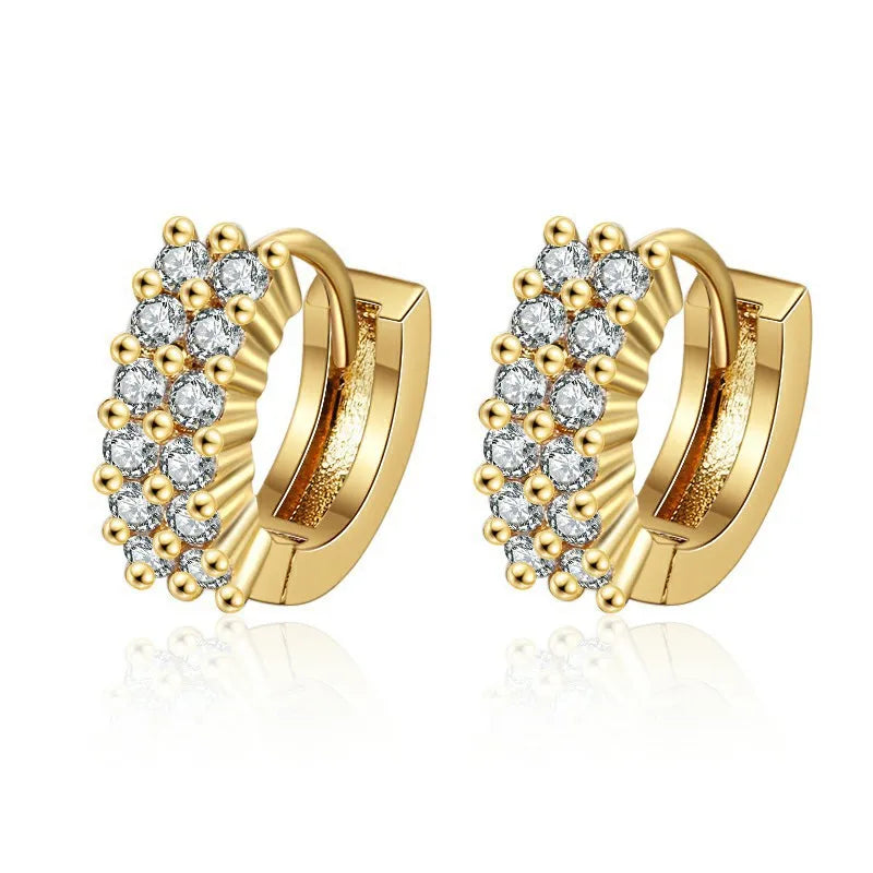 Hot Sale 925 Silver Women Hoop Earrings Luxury Sparkling Pave CZ U Shape Star Moon Fashion Earring For Girl