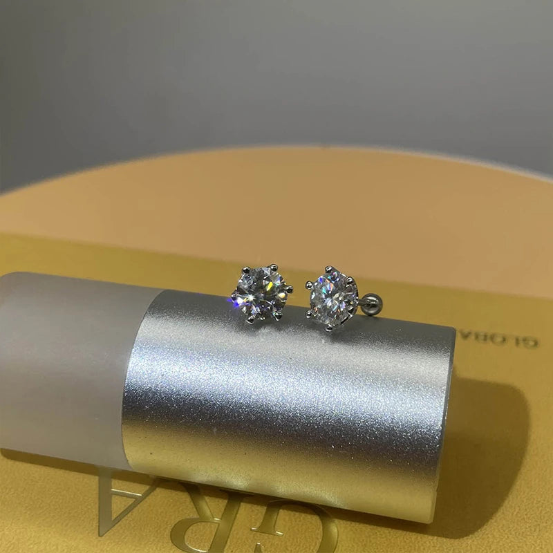 Premium 0.5-2ct Moissanite Diamond Stud Earrings for Women Orginal 925 Sterling Silver Screw Back Women Moissanite Earring 2025