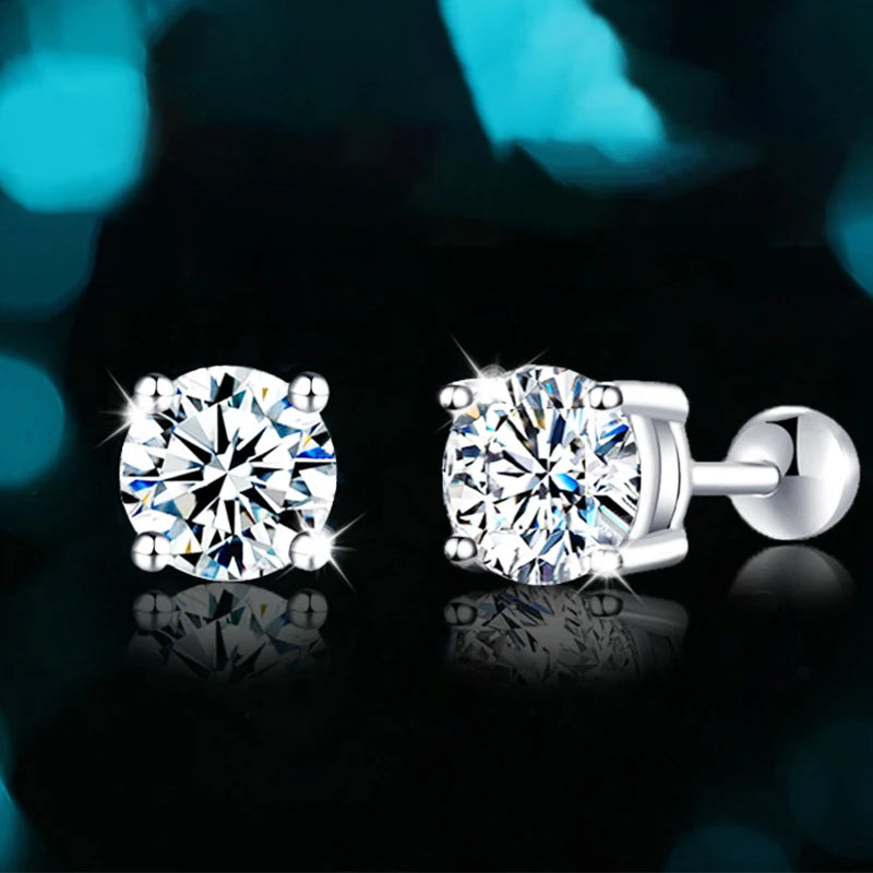 Premium 0.5-2ct Moissanite Diamond Stud Earrings for Women Orginal 925 Sterling Silver Screw Back Women Moissanite Earring 2025
