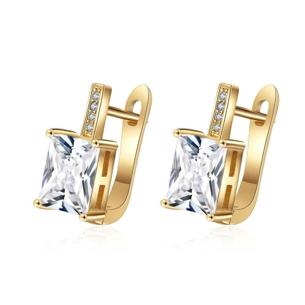 Hot Sale 925 Silver Women Hoop Earrings Luxury Sparkling Pave CZ U Shape Star Moon Fashion Earring For Girl