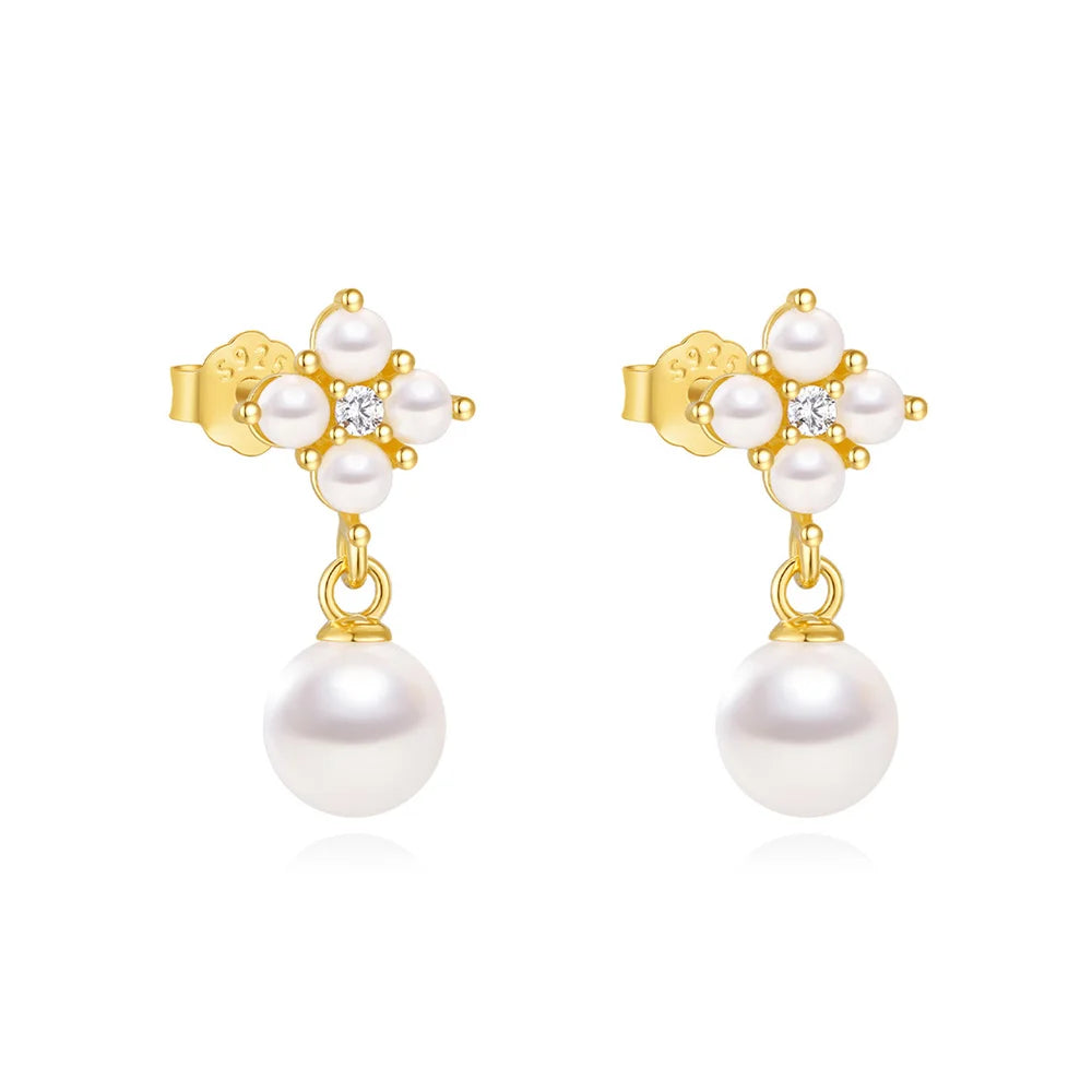 ROXI 925 Sterling Silver Pearls Earrings For Women Wedding Fine Jewelry Piercing Earrings Hoops Bohemia Pendientes Plata Earings