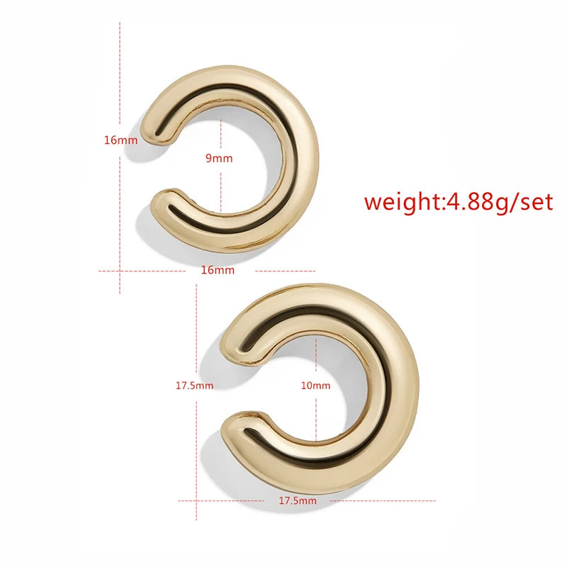 Minimalist Metal Simple C Shape Clip On Earrings for Women Men Without Piercing Geometric Ear Cuff Earclips Jewelry Gifts 2024