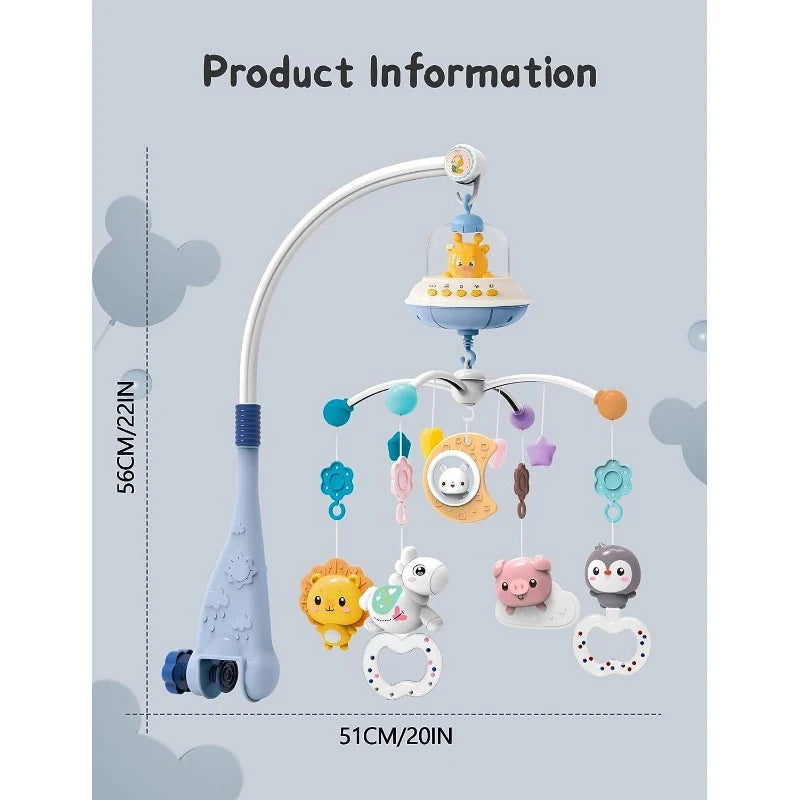 Baby Crib Mobile with Lights Music  Projection for Infants 0-6 Months Remote Control Crib Toys for Newborn Baby Mobile for Crib