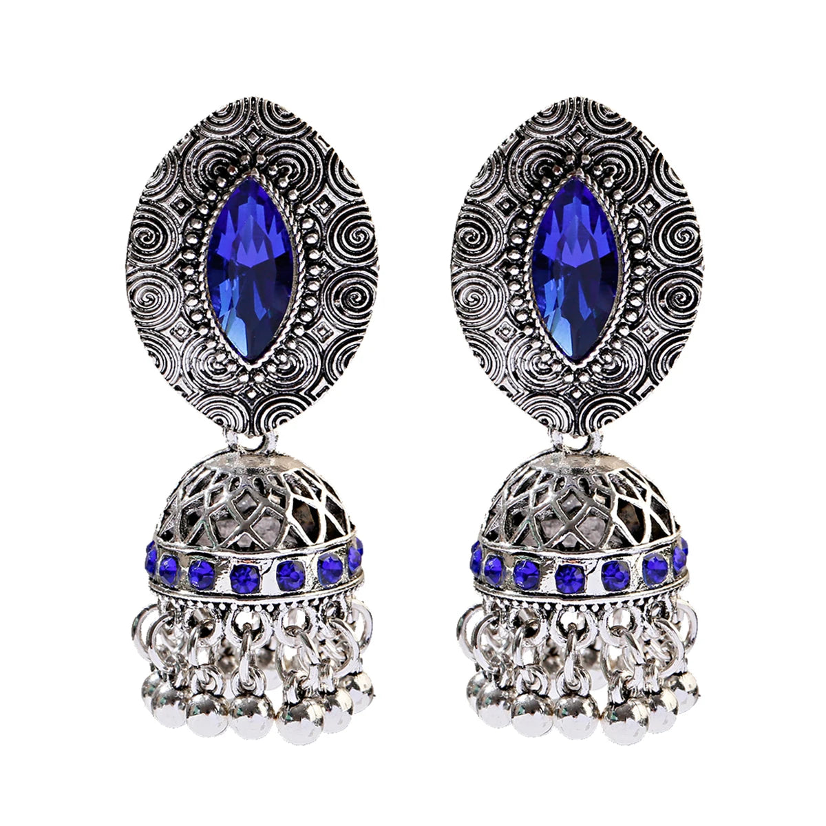 Ethnic Retro Geometric Turkish Jhumka Earrings For Women Indian Jewelry Flower Gold Color Bell Tassel Dangling Earrings