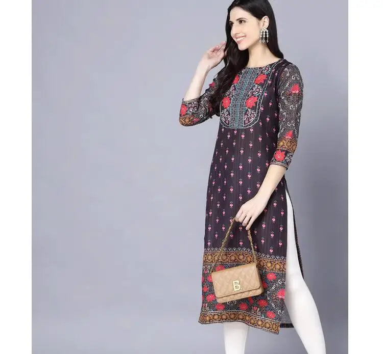 India Women Shirt Long Robe Kurta Spring Tops New