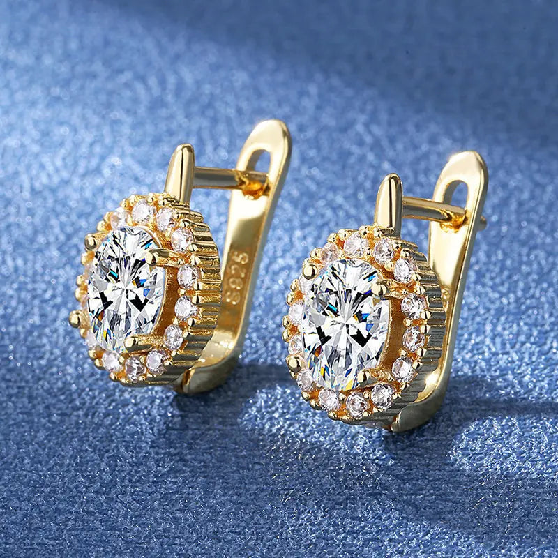 Hot Sale 925 Silver Women Hoop Earrings Luxury Sparkling Pave CZ U Shape Star Moon Fashion Earring For Girl