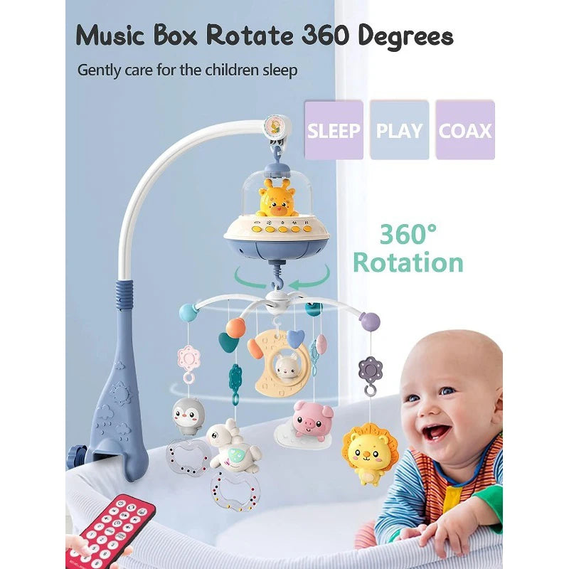 Baby Crib Mobile with Lights Music  Projection for Infants 0-6 Months Remote Control Crib Toys for Newborn Baby Mobile for Crib