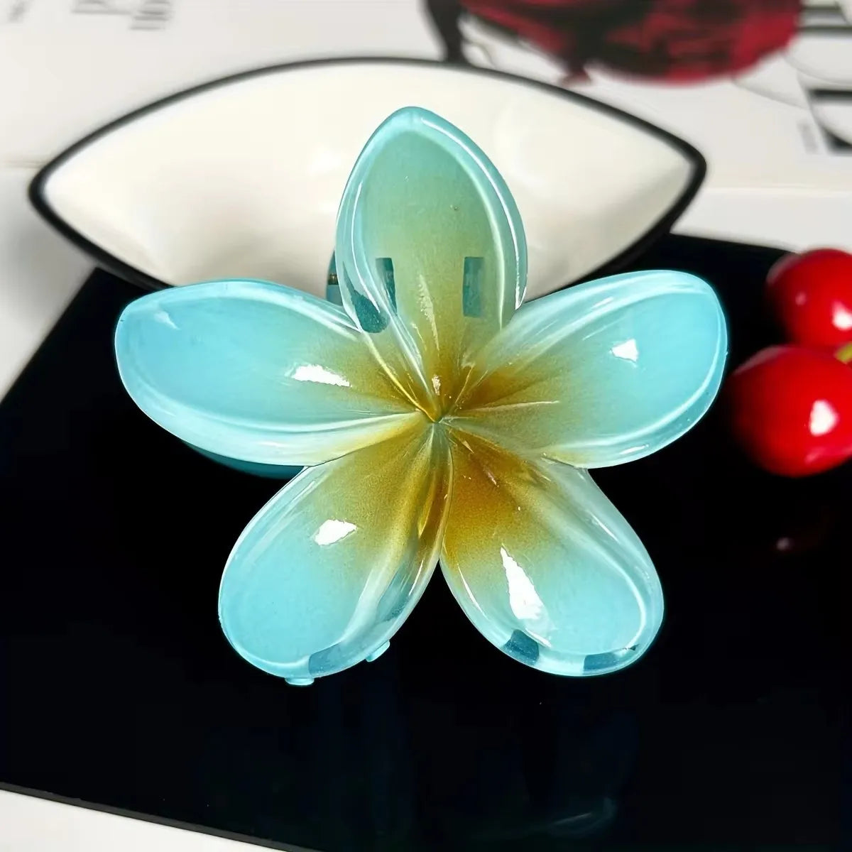 Five-petal flower Summer Super Fairy Vacation style frangeria Grab clip Shark Clip Acrylic flower hair grab hair accessories bac
