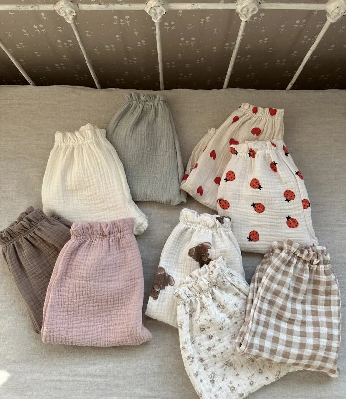 Organic Cotton Baby Pants Newborn Toddlers Autumn Spring Summer Winter Cute Print Soft Muslin Clothes Pants Pantalons Capris