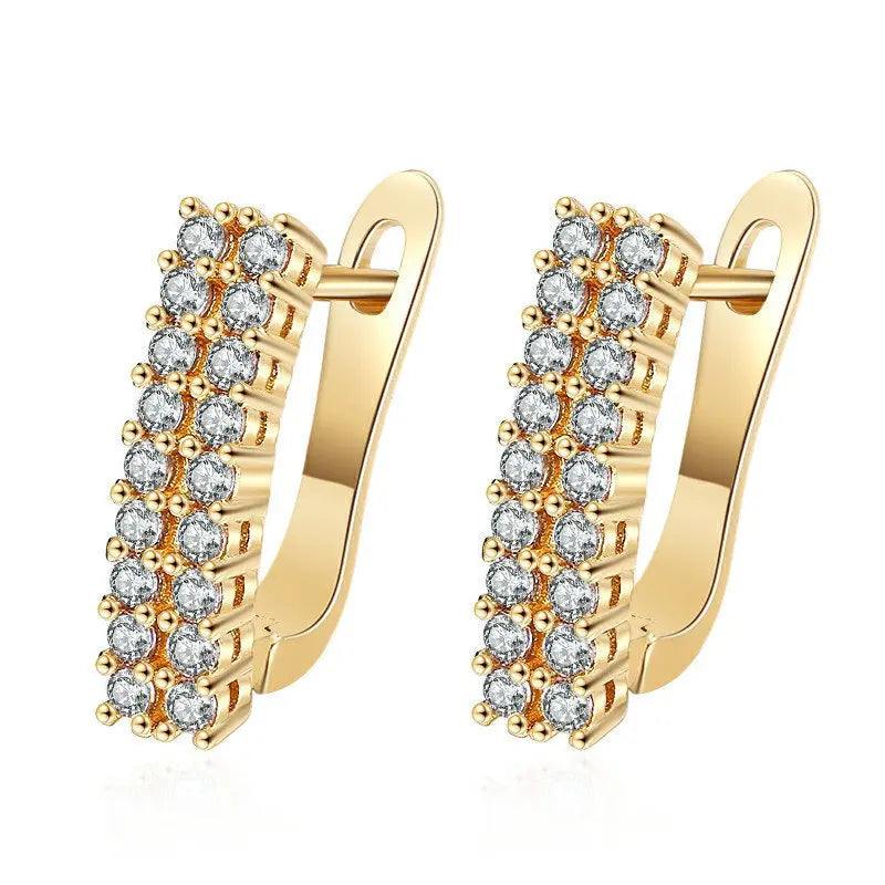 Hot Sale 925 Silver Women Hoop Earrings Luxury Sparkling Pave CZ U Shape Star Moon Fashion Earring For Girl