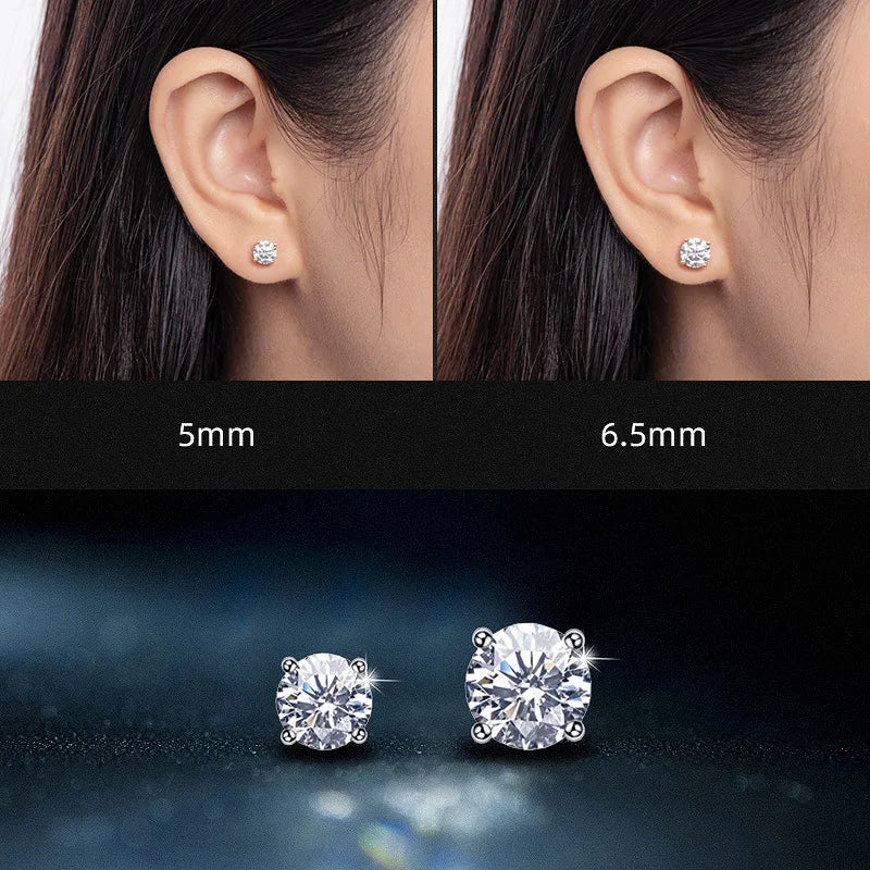 Premium 0.5-2ct Moissanite Diamond Stud Earrings for Women Orginal 925 Sterling Silver Screw Back Women Moissanite Earring 2025