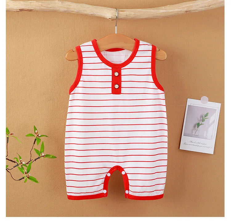 Summer Sleeveless Baby Rompers 0-2Y Striped Onesies for Newborn Baby Boy Infant Girl Striped Jumpsuit Baby Clothing