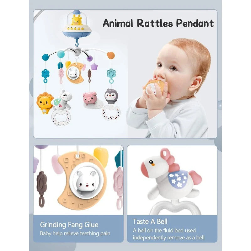 Baby Crib Mobile with Lights Music  Projection for Infants 0-6 Months Remote Control Crib Toys for Newborn Baby Mobile for Crib