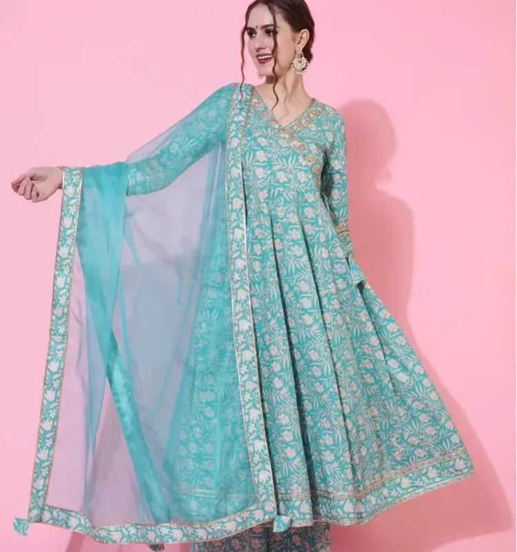 India Women's Clothing 3-piece Set Of Pure Cotton Printed Dresses