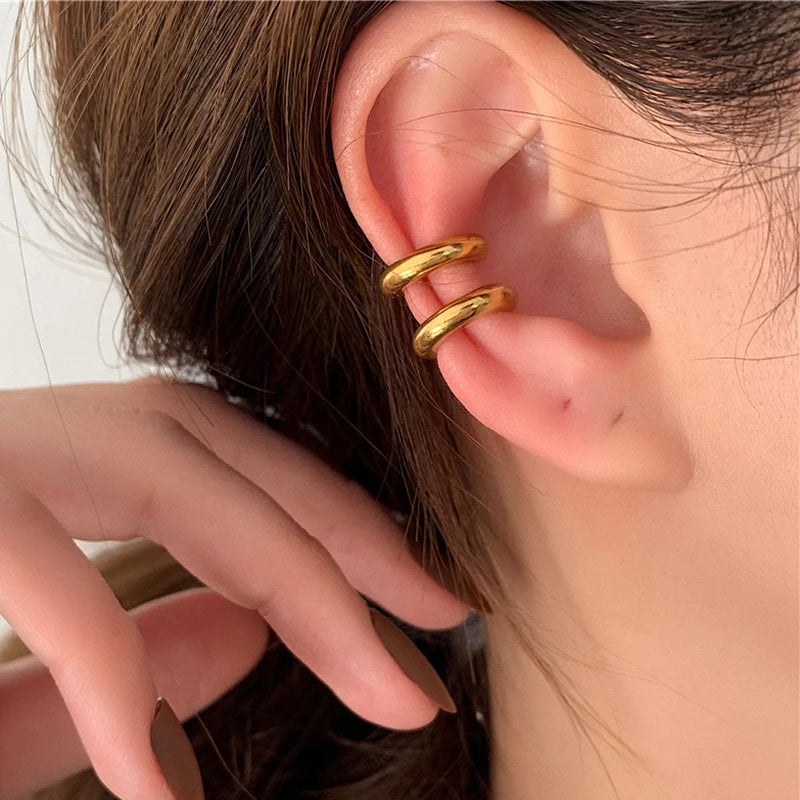 Minimalist Metal Simple C Shape Clip On Earrings for Women Men Without Piercing Geometric Ear Cuff Earclips Jewelry Gifts 2024