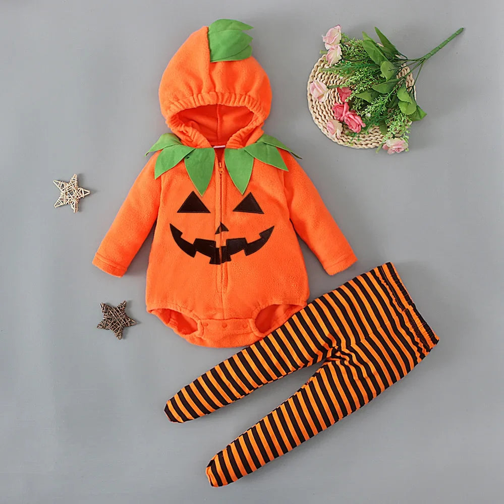 2025 Cosplay Baby Girls Boys Halloween Clothes Sets Long Sleeve Fleece Zipper Hooded Romper Jacket Autumn Baby Girl Outfit New