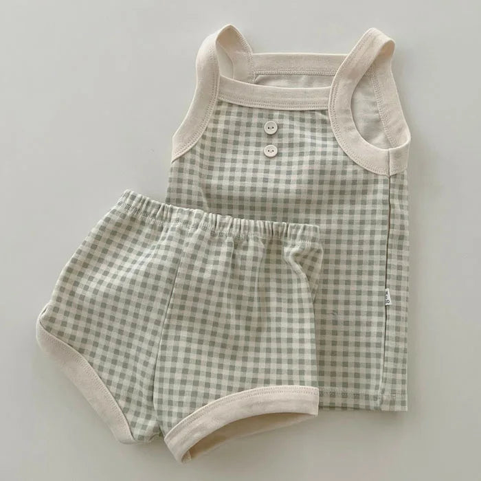 2025 New Baby Sleeveless Clothes Set Boy Girl Summer Thin Cotton Vest + Shorts 2pcs Suit Infant Outfits Toddler Breathable Set