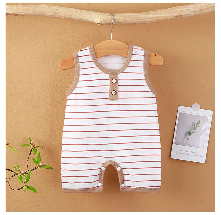 Summer Sleeveless Baby Rompers 0-2Y Striped Onesies for Newborn Baby Boy Infant Girl Striped Jumpsuit Baby Clothing