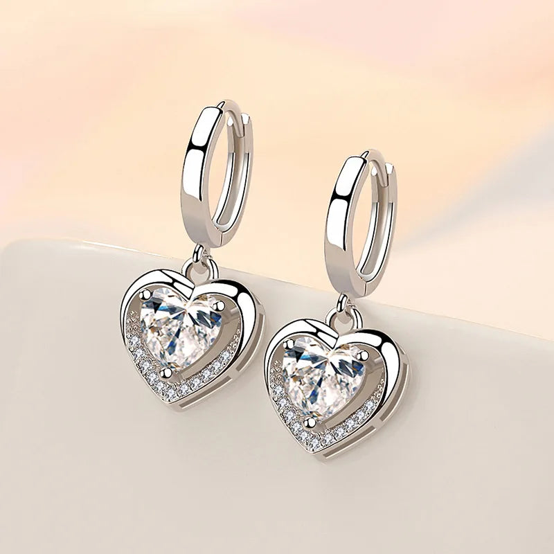 New 925 Sterling Silver Heart Hoop Earrings Stud Earrings Silver Women Star Butterfly Earrings for Women Jewelry Gift E523