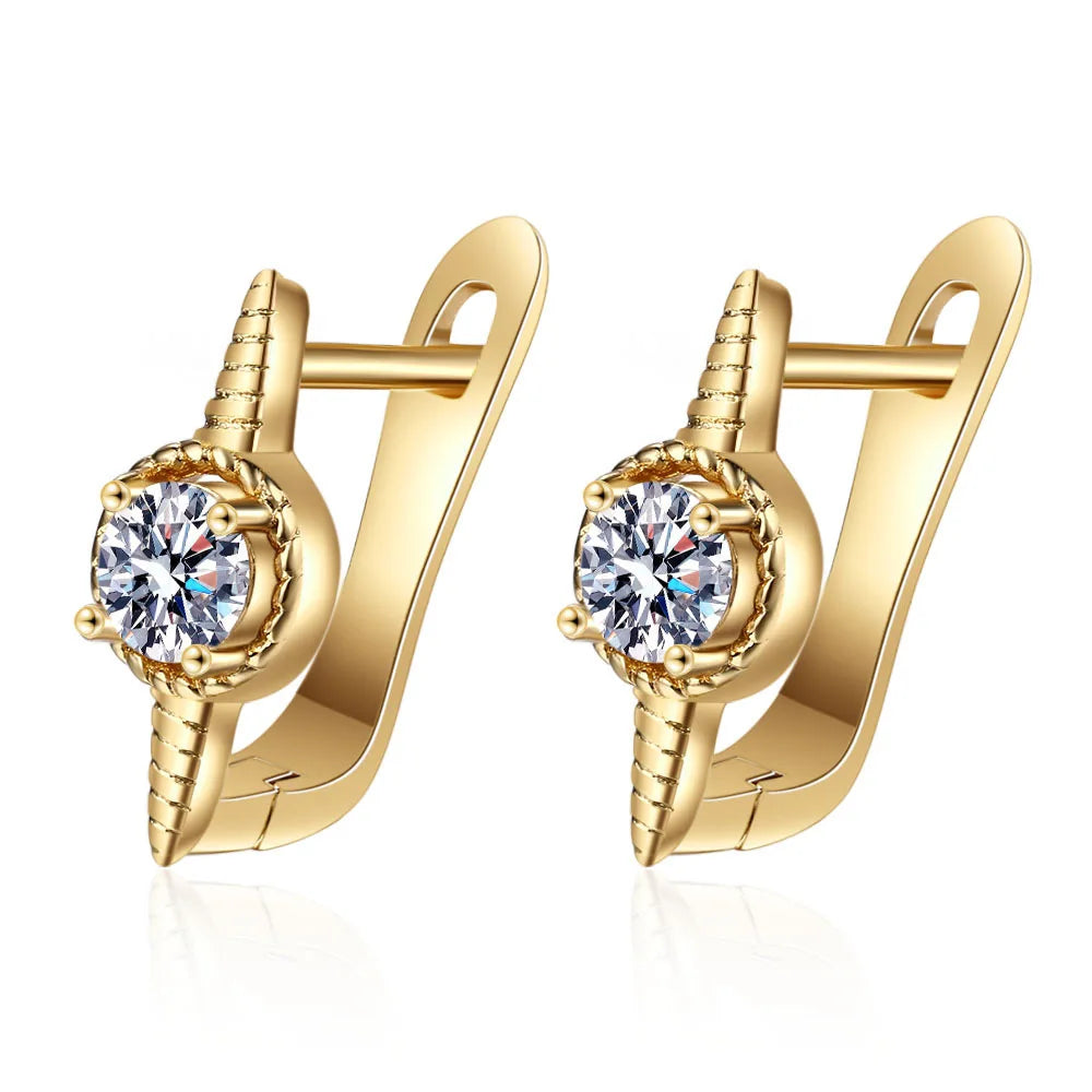 Hot Sale 925 Silver Women Hoop Earrings Luxury Sparkling Pave CZ U Shape Star Moon Fashion Earring For Girl