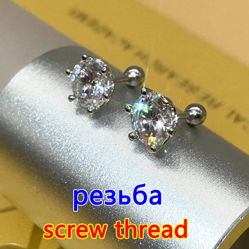 Premium 0.5-2ct Moissanite Diamond Stud Earrings for Women Orginal 925 Sterling Silver Screw Back Women Moissanite Earring 2025