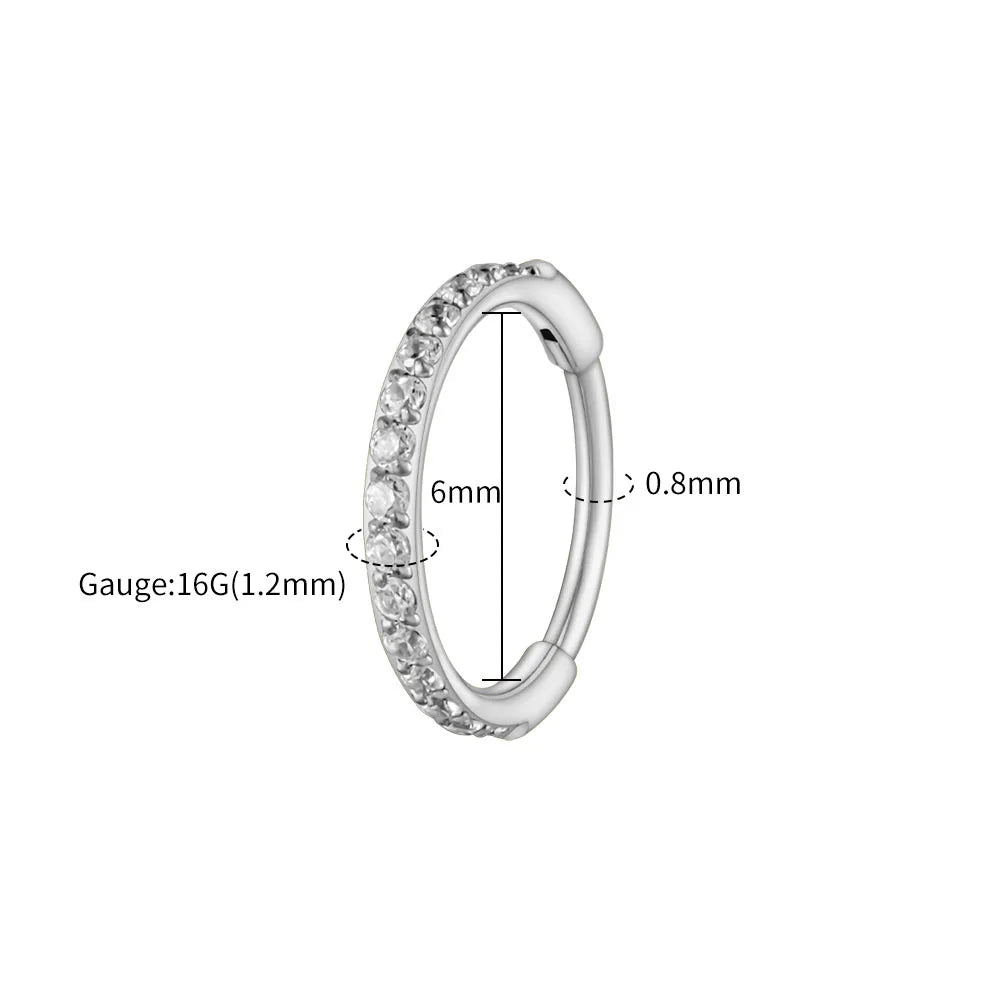 Right Grand ASTM F136 Titanium Slim Huggie Hoop Earring 16G CZ Cartilage Helix Earlobe Hinged Earring Piercing Body Jewelry