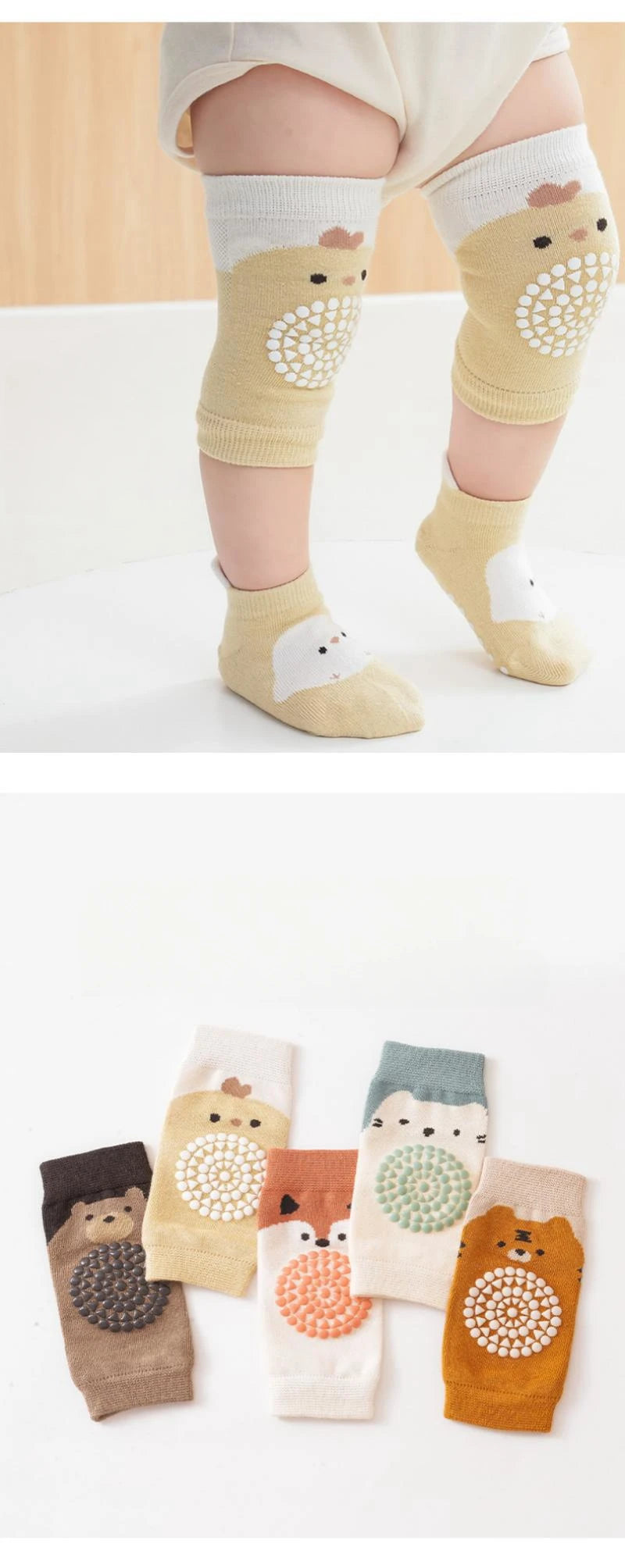 Baby Knee Pad And Floor Socks Set Non-slip Crawling Cushion Infants Toddlers Socks Protector Safety Kneepad 2-piece Set Girl Boy