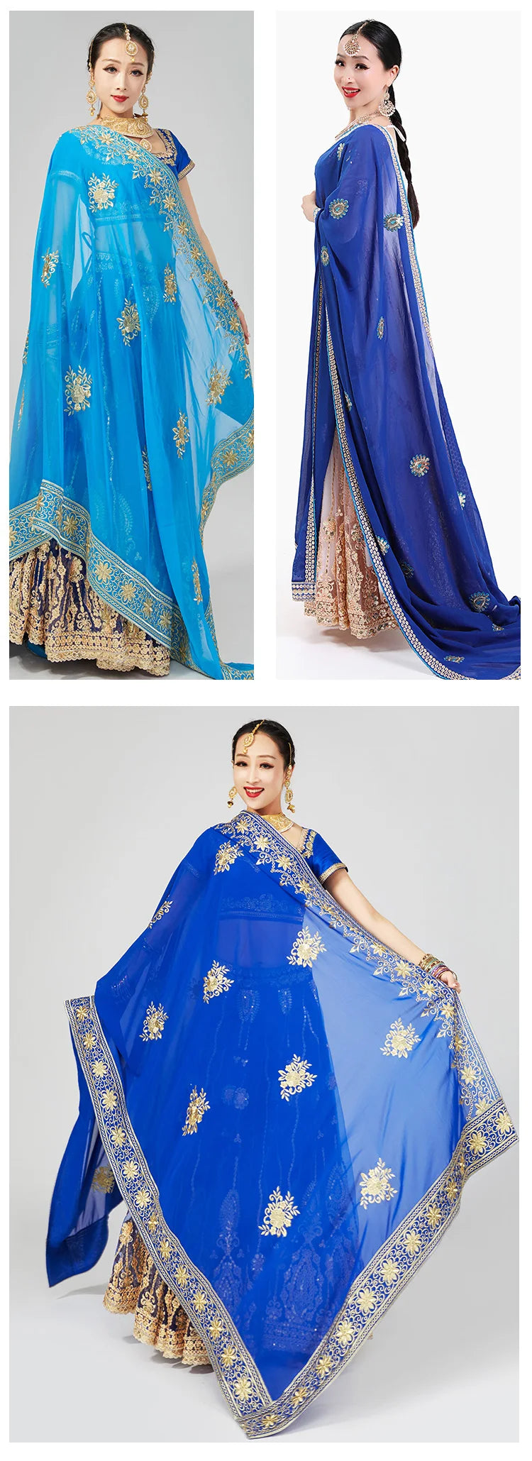 Indian Sari Scarf Mesh Embroidery Ethnic India Pakistan Clothing Silk Headscarf Muslim Shawl Hijab Scarves Women (Only Dupattas)