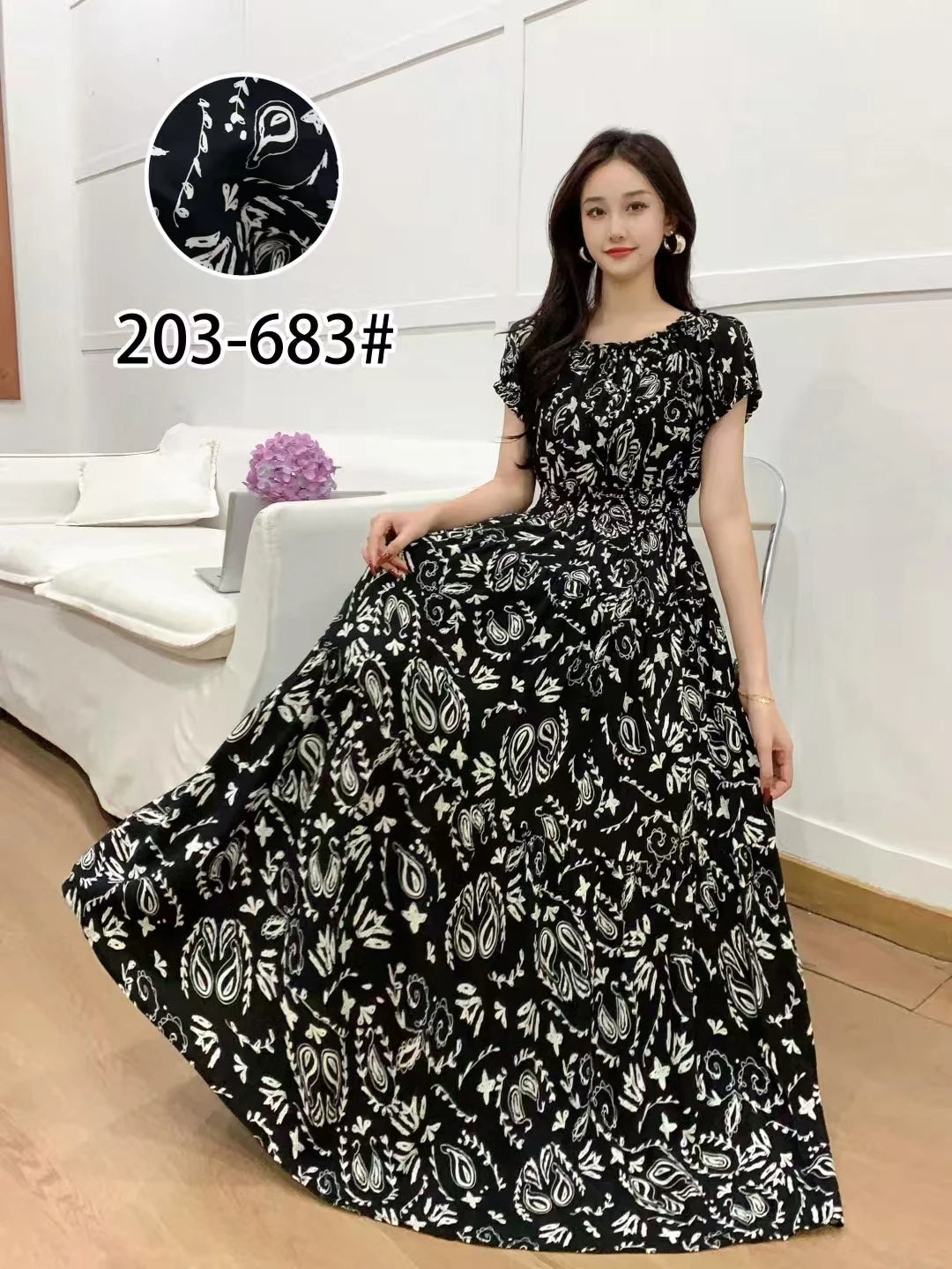 THHONE Vestidos Robe Maxi Long Dress Women Summer Indian Clothes Bohemian Cotton Linen Floral Short Sleeve Korean Style Casual