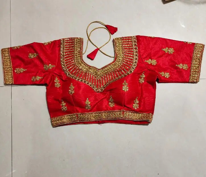 Traditional Indian Sari Top Women Shirt Summer Gold thread Embroidery Pakistan Summer Rhinestone