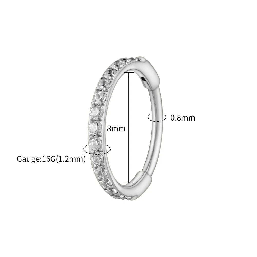 Right Grand ASTM F136 Titanium Slim Huggie Hoop Earring 16G CZ Cartilage Helix Earlobe Hinged Earring Piercing Body Jewelry