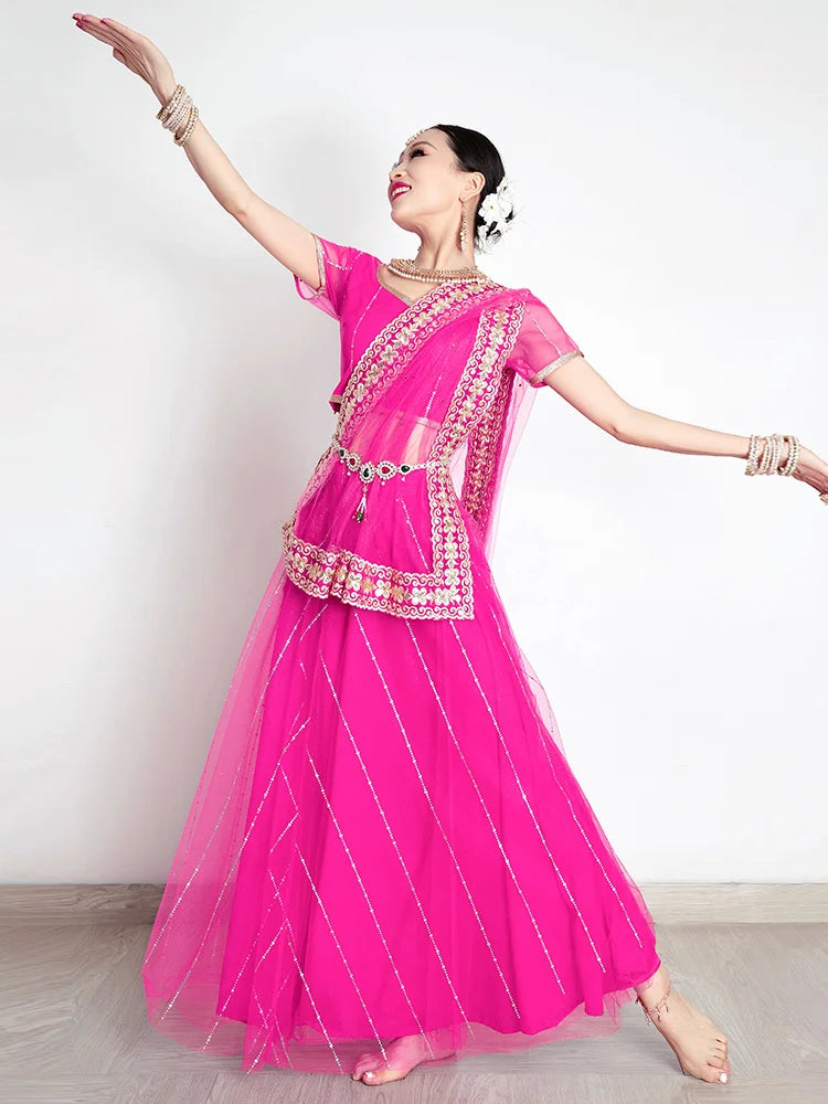 Traditional Indian Clothing Pakistani Sari Women's Elegant Dress Party Cosplay Dance Dress Stage Dress