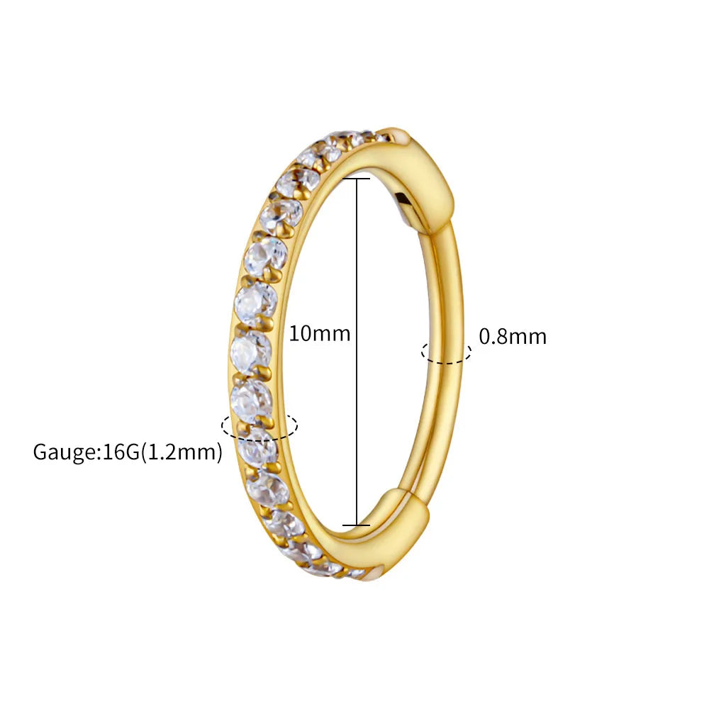 Right Grand ASTM F136 Titanium Slim Huggie Hoop Earring 16G CZ Cartilage Helix Earlobe Hinged Earring Piercing Body Jewelry