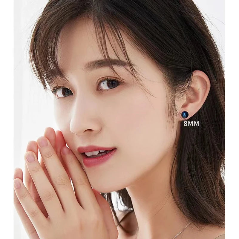 100% Natural Freshwater Pearl Stud Earrings Real 925 Sterling Sliver Earring Cultured White Pearl For Women Earring Jewelry