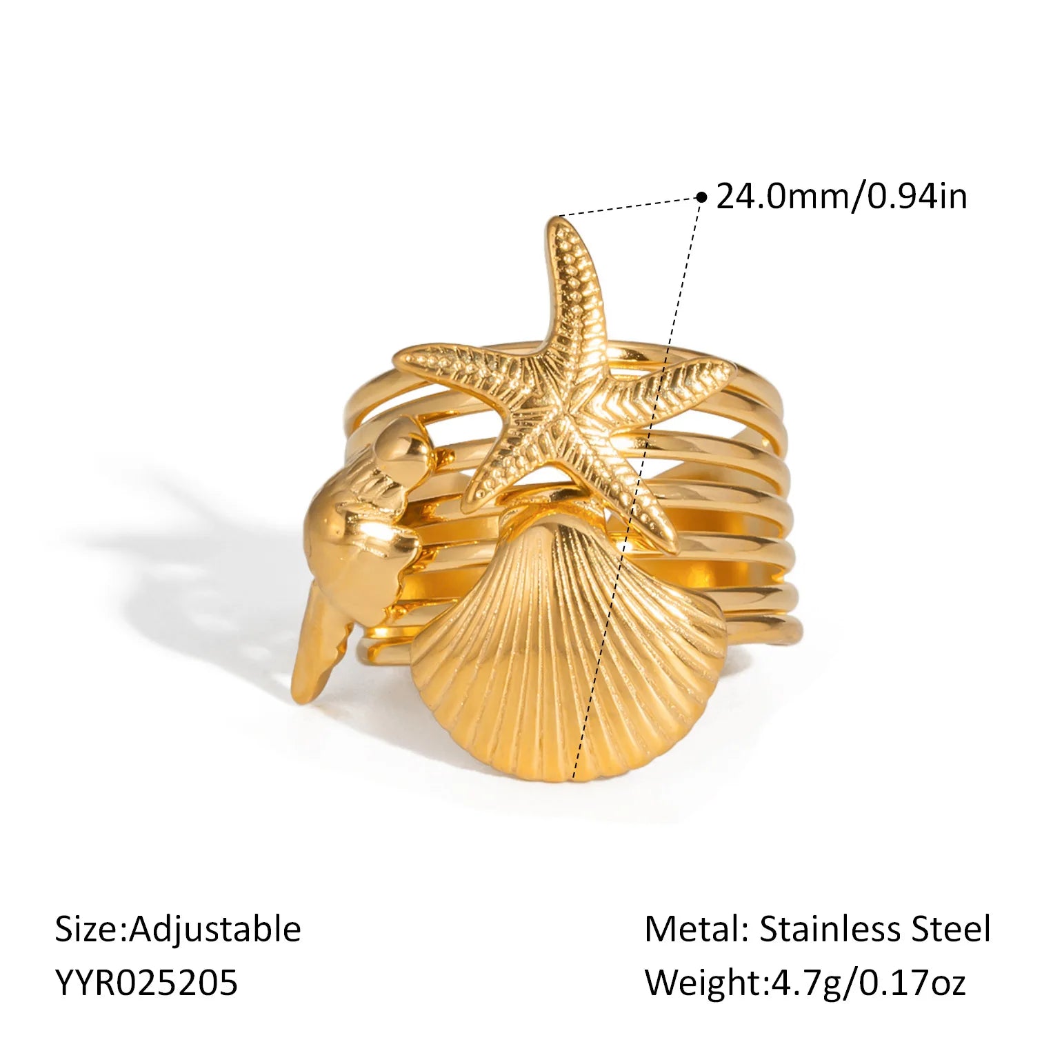 2025 Summer Gold Color Stainless Steel Shell Starfish Crab Drop Earrings For Women Beach Ocean Hoop Drop Stud