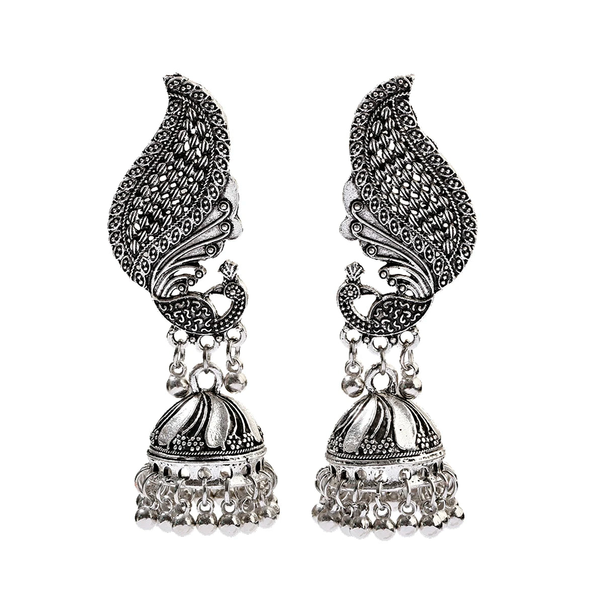 Ethnic Retro Geometric Turkish Jhumka Earrings For Women Indian Jewelry Flower Gold Color Bell Tassel Dangling Earrings