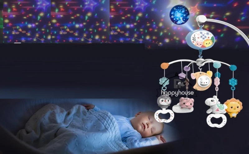 Baby Crib Mobile with Lights Music  Projection for Infants 0-6 Months Remote Control Crib Toys for Newborn Baby Mobile for Crib