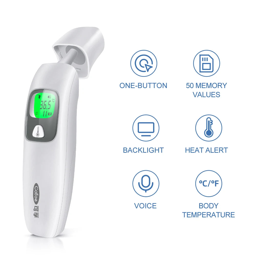 Cofoe Digital Forehead Thermometer Forehead Ear Non-Contact Medical Termometro Baby/Adult Temperature Measure  FASTSHIPPING